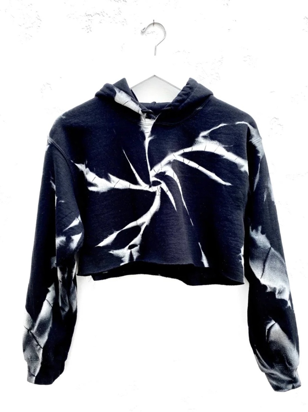 NWT MYRRHE Cropped Hoodie Black & White Sz S Hand Dyed Made in LA Current Style